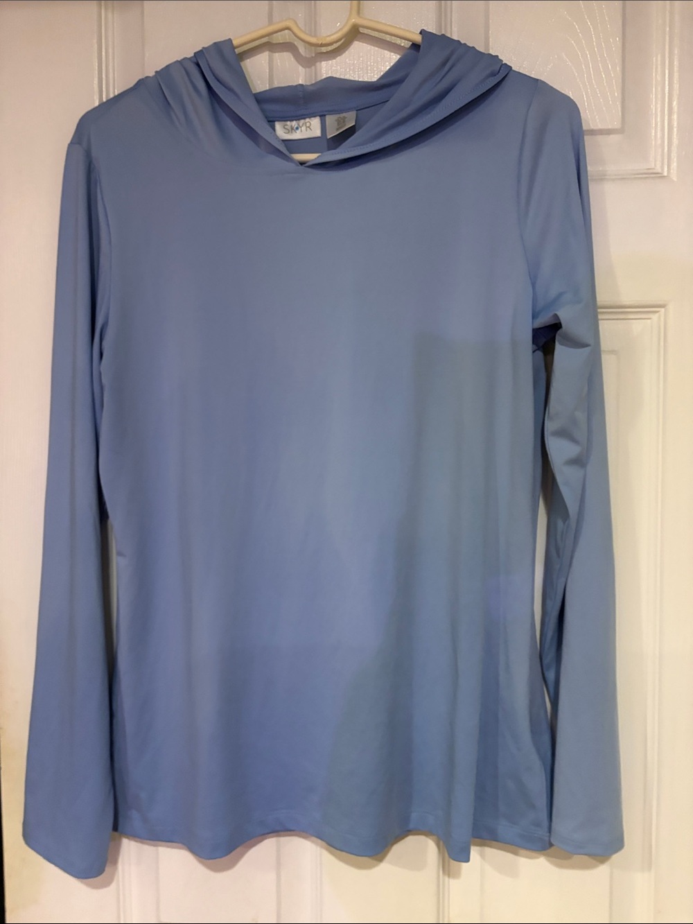 Light Blue Hooded Long Sleeve Top - SKYR. Good for Pool